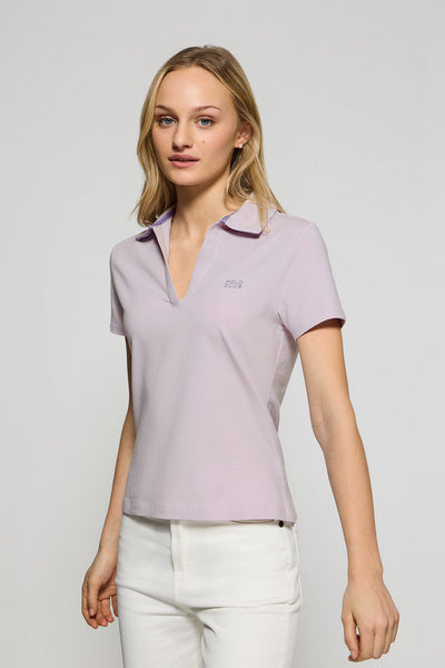 polo club Lavendelkleurige polo "Pedraza" zonder knopen met rubberen Polo Club-logo