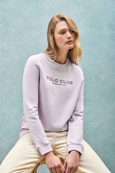 polo club Lavendelkleurige sweater met rubberen Polo Club-logo