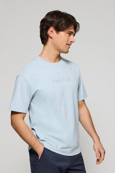 polo club Lichtblauw T-shirt met korte mouwen ronde hals en Polo Club-logo