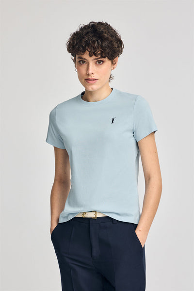 polo club Lichtblauw T-shirt met ronde hals en geborduurd Rigby Go-logo