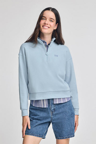 polo club Lichtblauwe boxy fit sweater met rubberen Polo Club-logo