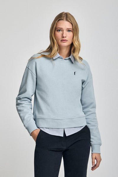 polo club Lichtblauwe hoodie met ronde hals en geborduurd Rigby Go-logo