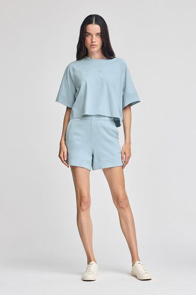 polo club Lichtblauwe katoenen short met geborduurd logo