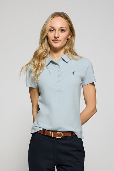 polo club Lichtblauwe polo Pereira met vijf knopen en geborduurd Rigby Go-logo