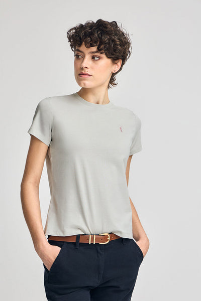 polo club Lichtgrijs T-shirt met ronde hals en geborduurd Rigby Go-logo