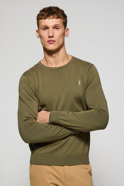 polo club Lichtgroene gebreide trui met ronde hals en geborduurd Rigby Go-logo