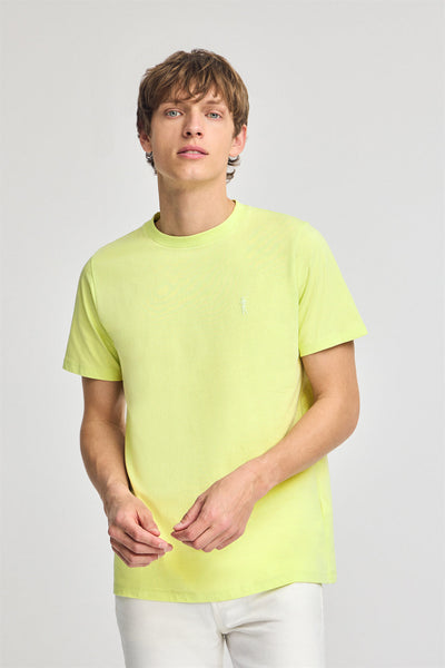 polo club Limoengroen T-shirt met ronde hals en rubberen Big Rigby Go-logo