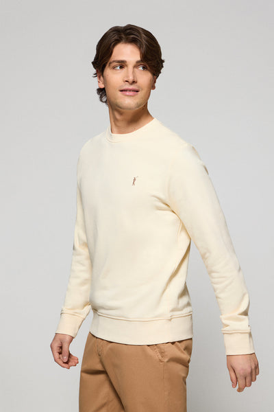 polo club Losse ecru sweater met ronde hals en geborduurd Rigby Go-logo