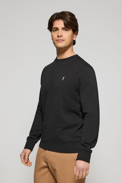 polo club Losse zwarte sweater met ronde hals en geborduurd Rigby Go-logo