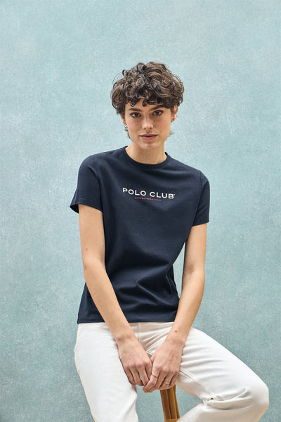 polo club Marineblauw basic T-shirt met rubberen Polo Club-logo polo club Marineblauw basic T-shirt met rubberen Polo Club-logo