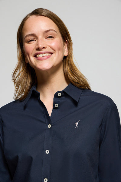 polo club Marineblauw hemd "Oxford" met Rigby Go-logo regular fit