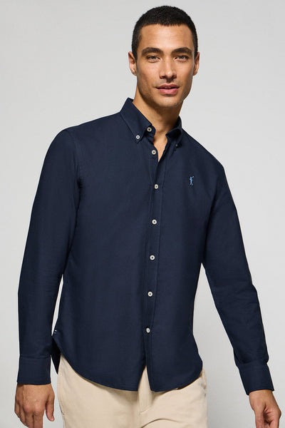 polo club Marineblauw hemd van Oxford-katoen met geborduurd Rigby Go-logo