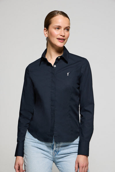 polo club Marineblauw hemd van poplin-katoen met geborduurd Rigby Go-logo slim fit