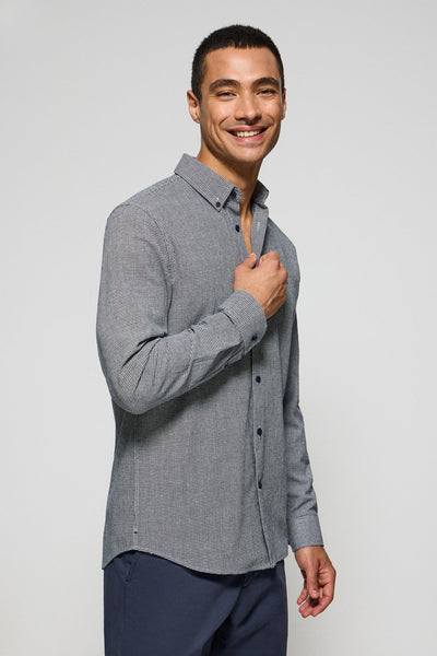 polo club Marineblauw hemd Williams met pied-de-poule motief en geborduurd Rigby Go-logo