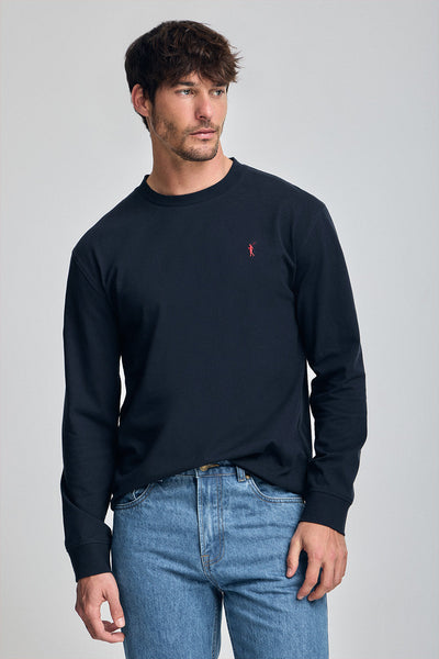 polo club Marineblauw T-shirt met lange mouwen en geborduurd Rigby Go-logo