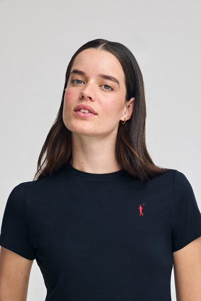 polo club Marineblauw T-shirt met ronde hals en geborduurd Rigby Go-logo