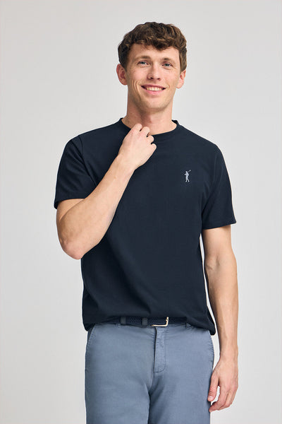 polo club Marineblauw T-shirt met ronde hals en rubberen Big Rigby Go-logo