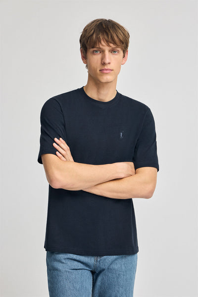 polo club Marineblauw T-shirt van katoen en linnen met geborduurd Rigby Go-logo