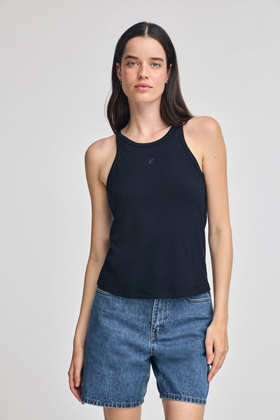 polo club Marineblauw T-shirt van linnen en katoen met geborduurd monogram