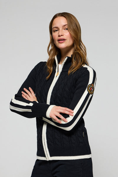 polo club Marineblauwe cardigan met ritssluiting en Nautic Polo Club-detail