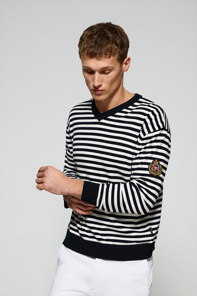 polo club Marineblauwe gebreide trui Seagull met nautisch detail