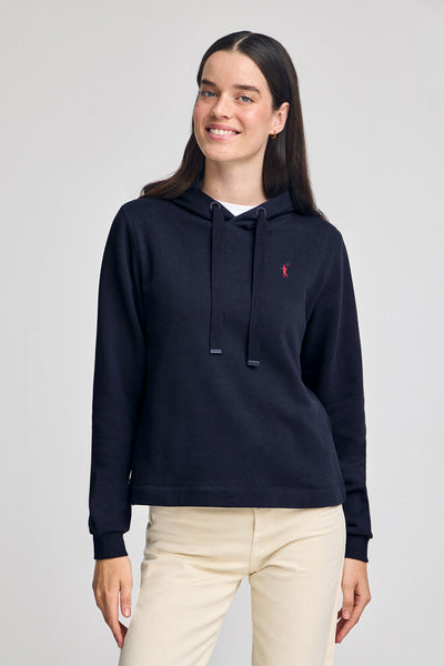 polo club Marineblauwe hoodie met geborduurd Rigby Go-logo