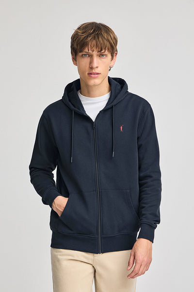 polo club Marineblauwe hoodie met rits en Rigby Go-logo