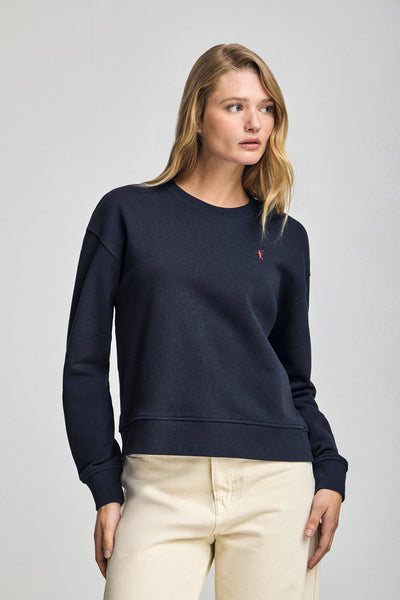 polo club Marineblauwe hoodie met ronde hals en geborduurd Rigby Go-logo