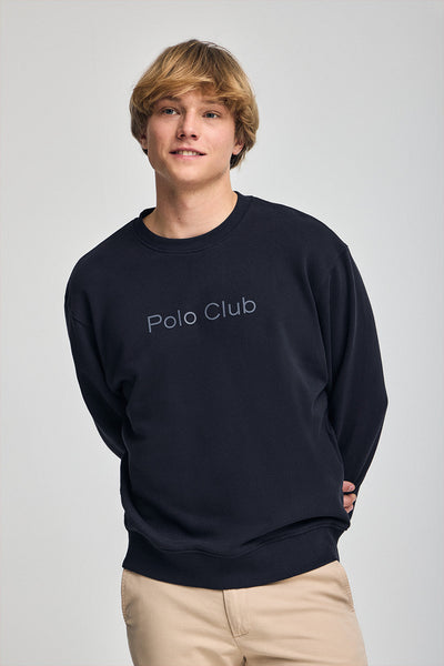 polo club Marineblauwe oversized sweater met ronde hals en Minimal Combo-logo