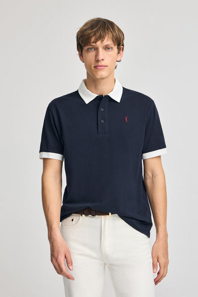 polo club Marineblauwe polo Dareh met korte mouwen en geborduurd Rigby Go-logo