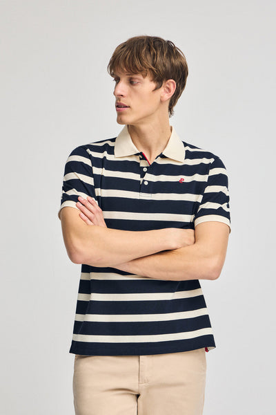 polo club Marineblauwe polo Génova met strepen en geborduurd monogram