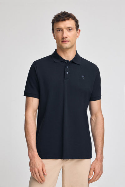 polo club Marineblauwe polo in piqué-katoen met korte mouwen en geborduurd Rigby Best