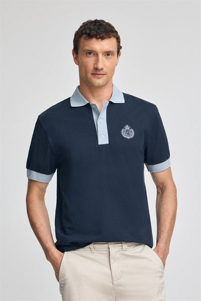 polo club Marineblauwe polo Morfeo met korte mouwen en nautisch detail