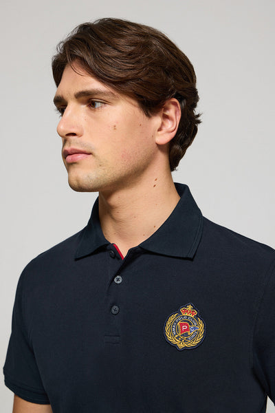 polo club Marineblauwe polo "Nautic" met nautische patch op de borst