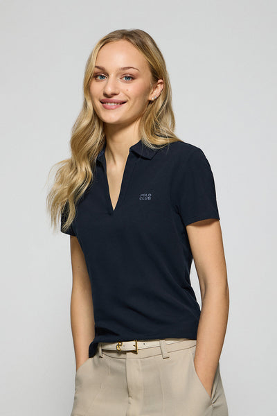 polo club Marineblauwe polo "Pedraza" zonder knopen met rubberen Polo Club-logo