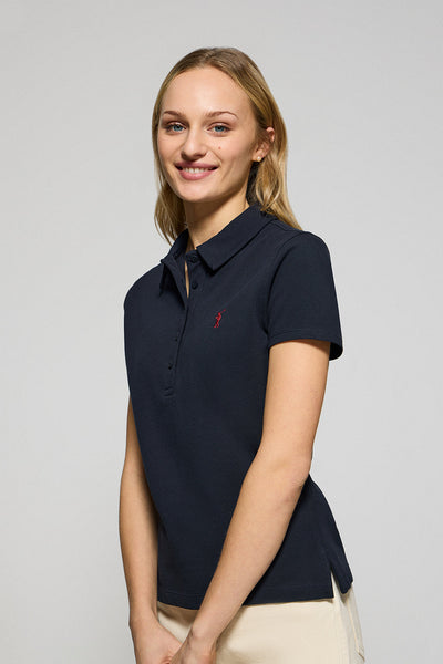 polo club Marineblauwe polo "Pereira" met vijf knopen en geborduurd Rigby Go-logo