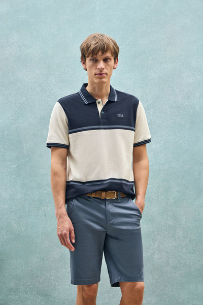 polo club Marineblauwe polo Veil uit tweekleurige piqué-katoen met geborduurd detail