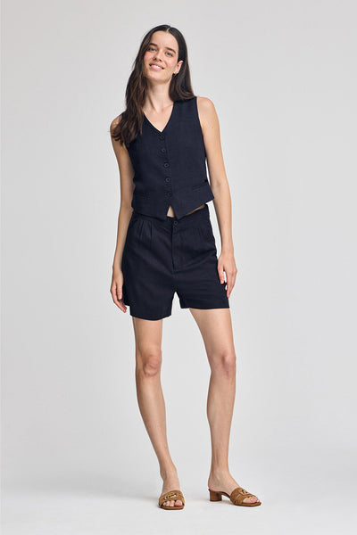 polo club Marineblauwe short Soller van linnen en katoen met Polo Club-details