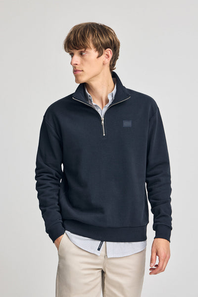 polo club Marineblauwe sweater met halve rits en Polo Club-detail relaxed fit