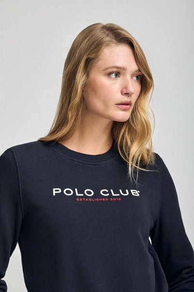 polo club Marineblauwe sweater met rubberen Polo Club-logo
