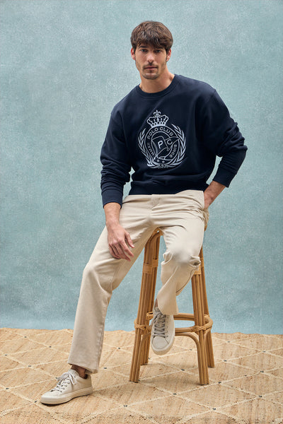 polo club Marineblauwe sweater ‘Saddie’ met geborduurde nautische afbeelding