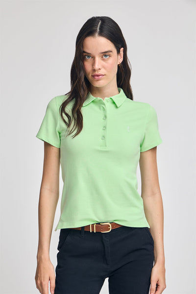 polo club Mintkleurige katoenen polo met korte mouwen en geborduurd Rigby Best