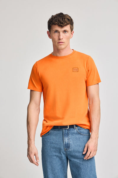polo club Oranje T-shirt met garment dye en Polo Club-logo