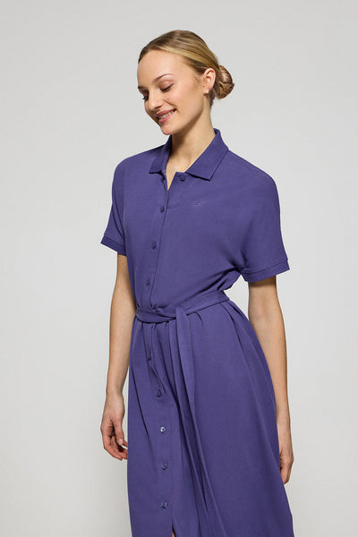 polo club Paars-blauwe jurk met knoopsluiting en geborduurd PC-logo