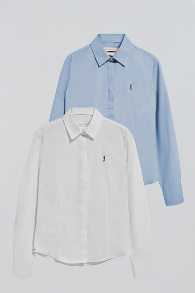 polo club Pack dames van twee hemden dames met Rigby Go-logo in lichtblauw en wit