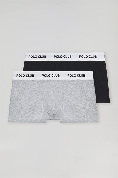 polo club Pack met twee boxershorts in zwart en grijs met Polo Club-logo