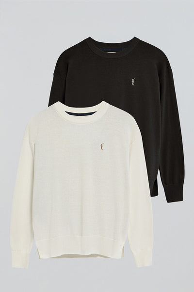 polo club Pack van twee gebreide truien dames met ronde hals en geborduurd Rigby Go-logo in zwart en beige polo club Pack van twee gebreide truien dames met ronde hals en geborduurd Rigby Go-logo in zwart en beige