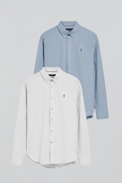polo club Pack van twee hemden met Rigby Go-logo in lichtblauw en wit regular fit