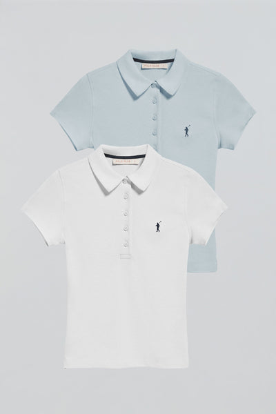 polo club Pack van twee polo's dames in wit en lichtblauw met Rigby Go-logo