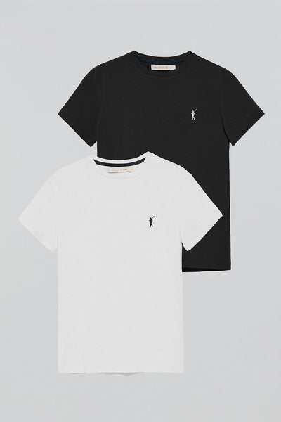 polo club Pack van twee T-shirts dames met geborduurd Rigby Go-logo in zwart en wit